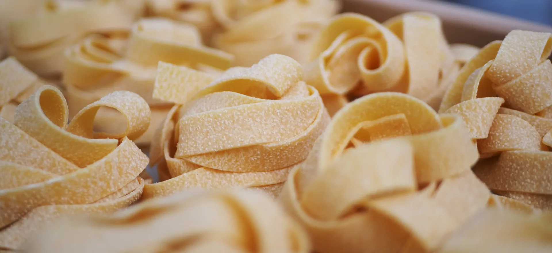 Tagliatelle, cappelletti, ravioli e gnocchi in un piatto a fiore