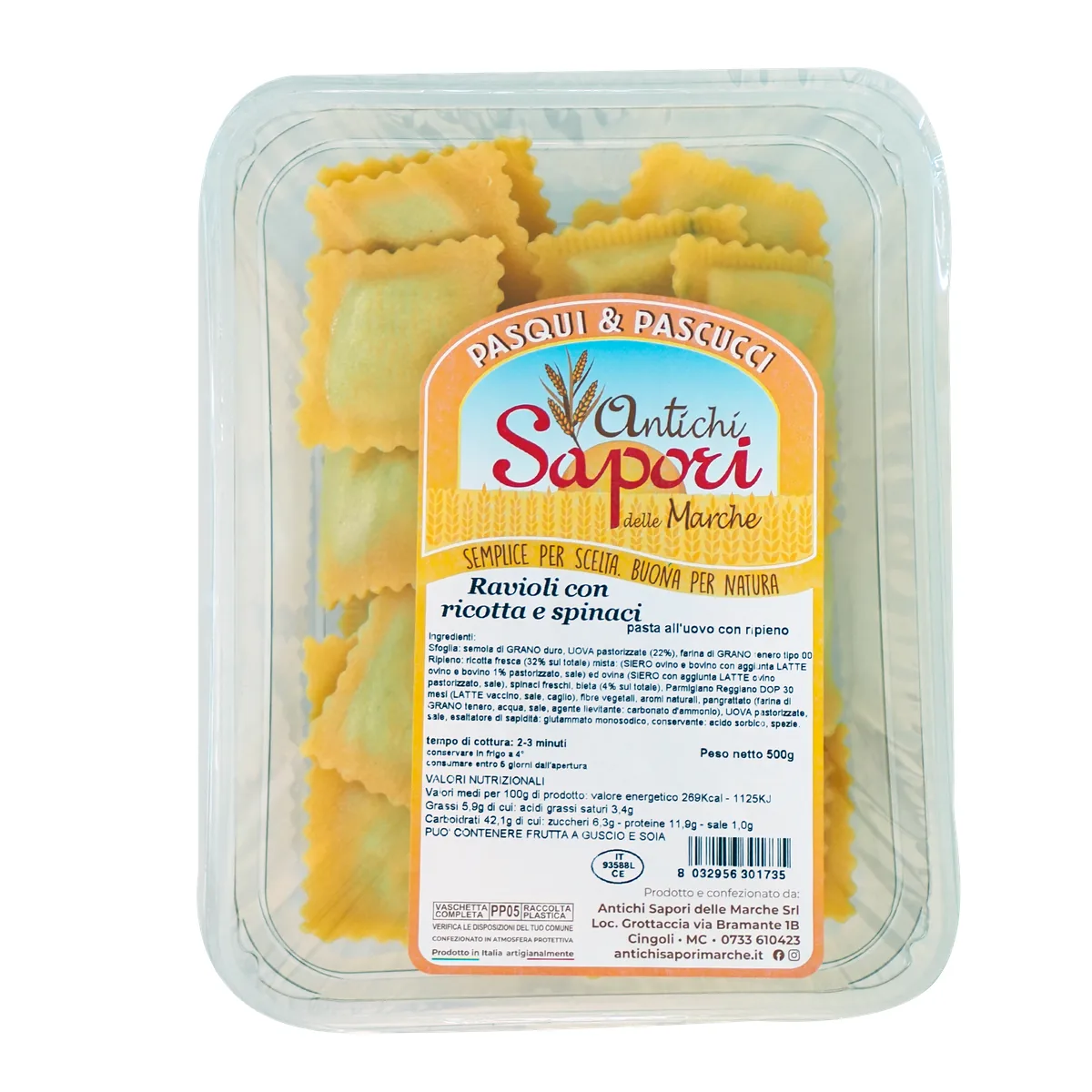 Confezione di ravioli di ricotta e spinaci Antichi Sapori