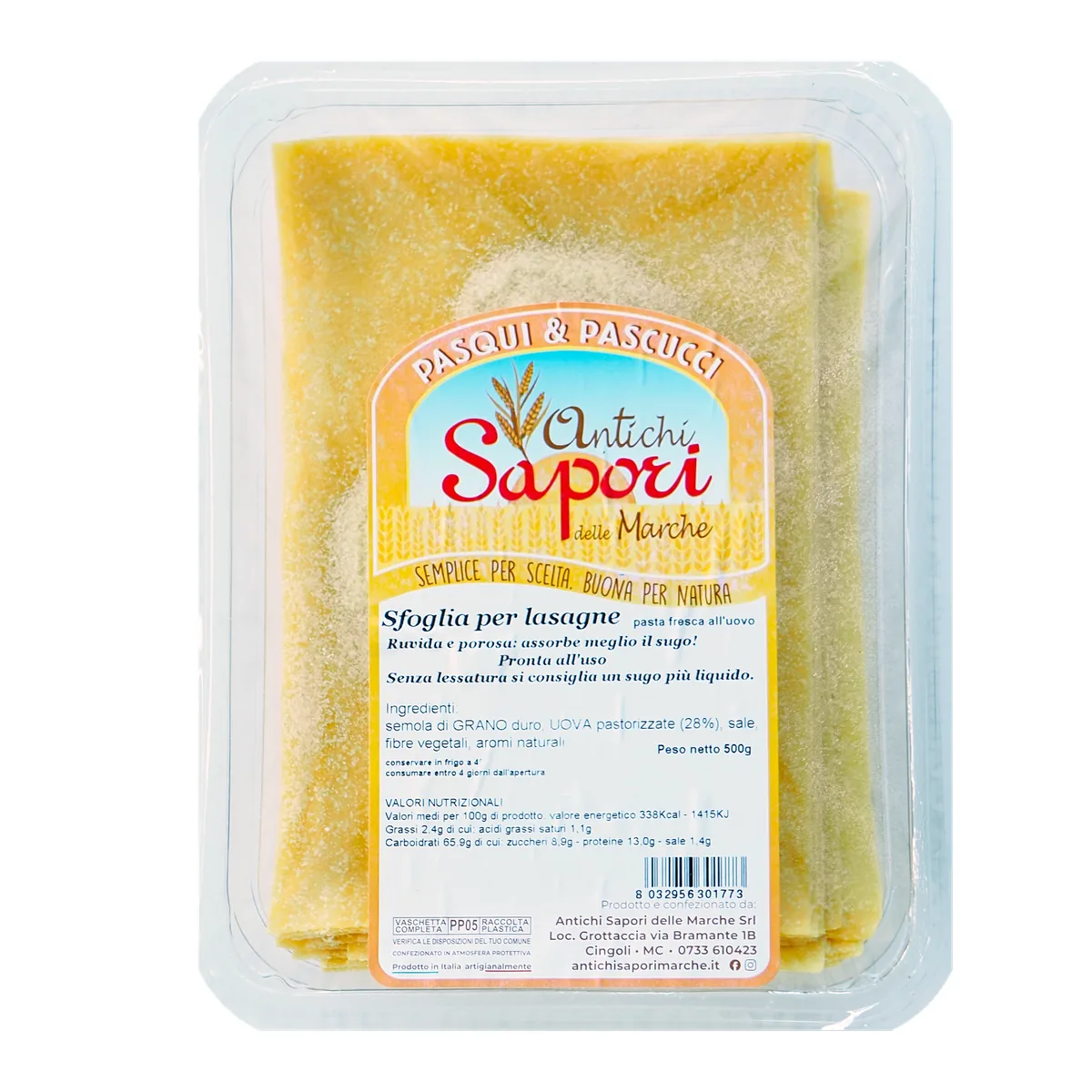 Confezione di sfoglia per lasagne Antichi Sapori