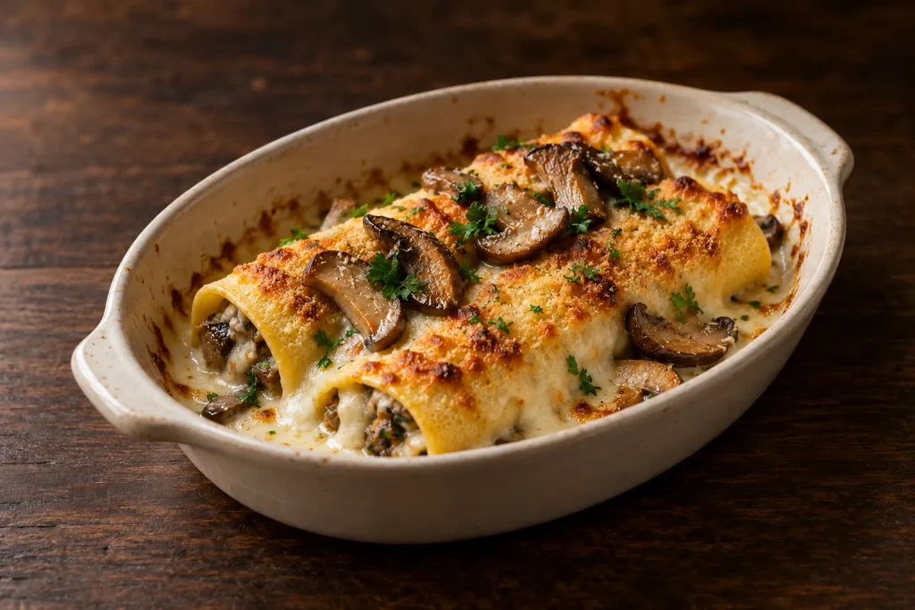 Cannelloni ai funghi porcini, foto illustrativa del piatto