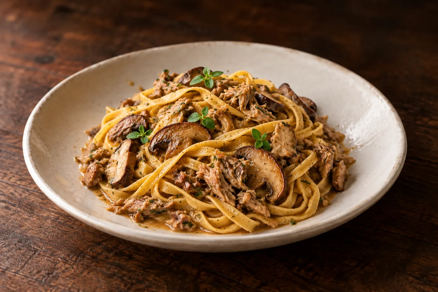 Tagliatelle al ragù di faraona e porcini, foto illustrativa del piatto
